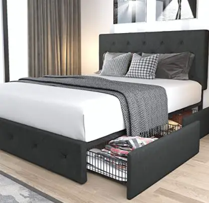 Types Of Bed Frames 7 types of bed frames: Queen Platform Bed Frame with 4 Drawers Storage